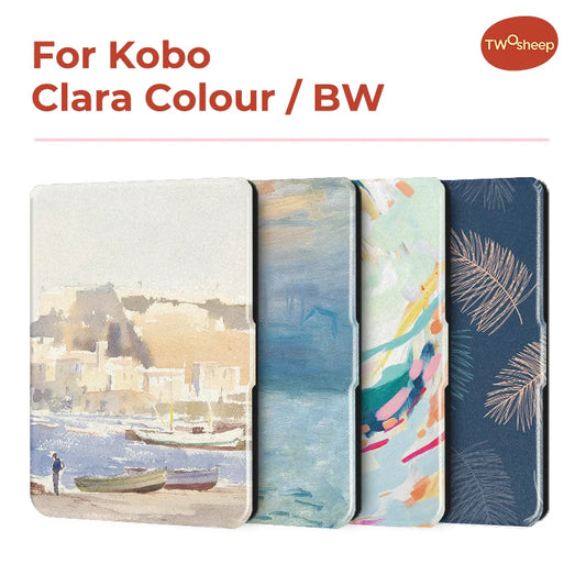 Twosheep For Kobo Clara Colour BW Protective cover 6-inch Auto Sleep Wake function E-book Case with painted patterns