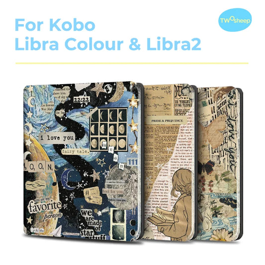 Twosheep for Kobo Libra Colour and Kobo Libra2 Protective cover 7-inch Auto Sleep Wake function E-book Case with patterns