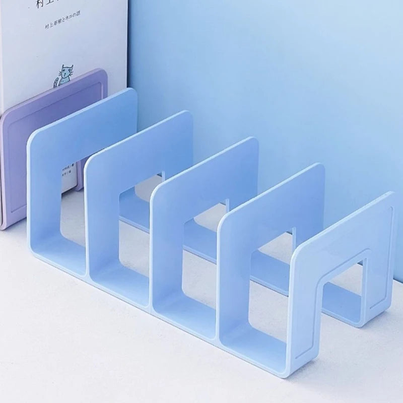 4 Layers Colour Bookends Sturdy Durable Desk Fixed Books Useful Tools Space Saving Bookshelves Students Desk Storage Racks