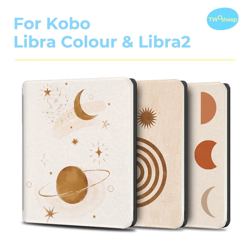 Twosheep For Kobo Libra Colour and Kobo Libra2 Protective cover 7-inch Auto Sleep Wake function E-book Case with patterns