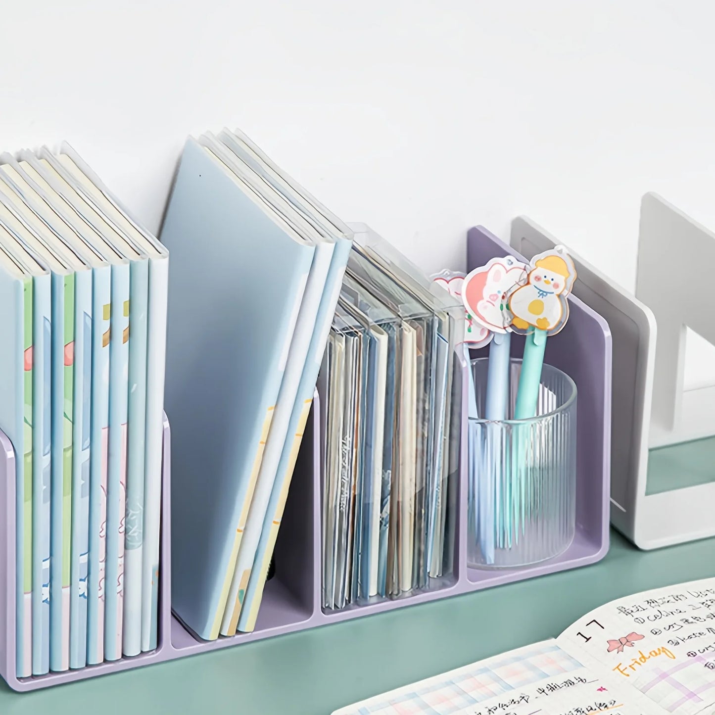 4 Layers Colour Bookends Sturdy Durable Desk Fixed Books Useful Tools Space Saving Bookshelves Students Desk Storage Racks