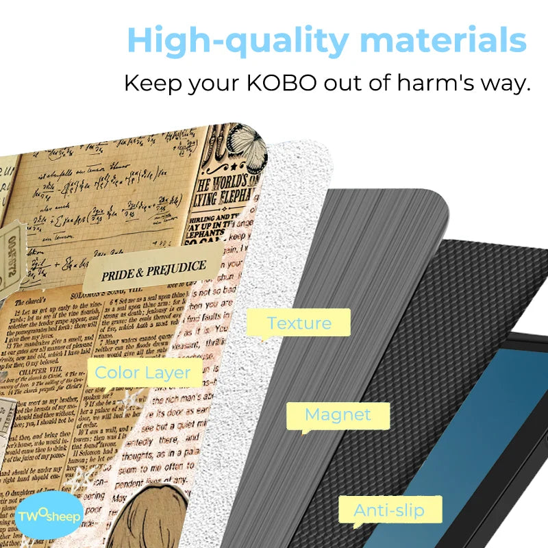 Twosheep for Kobo Libra Colour and Kobo Libra2 Protective cover 7-inch Auto Sleep Wake function E-book Case with patterns