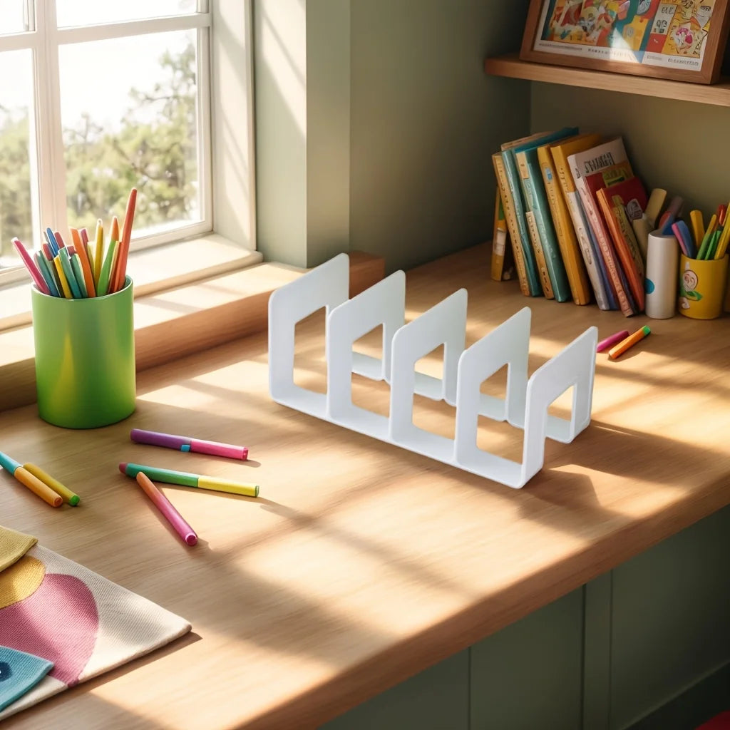 4 Layers Colour Bookends Sturdy Durable Desk Fixed Books Useful Tools Space Saving Bookshelves Students Desk Storage Racks