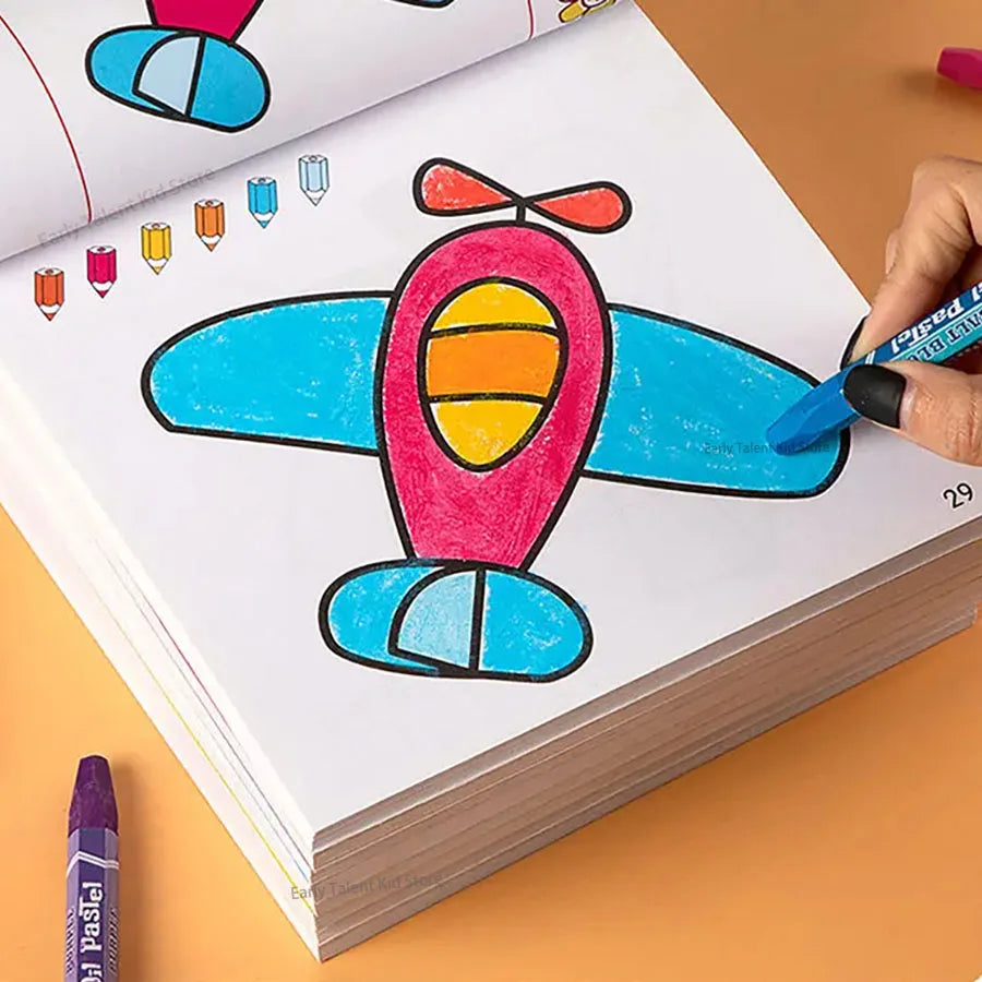 Large Size 92 Page 2-5 Years Old Colour Children Coloring Books Cars Animals Baby Drawing Book School Early Education Stationery