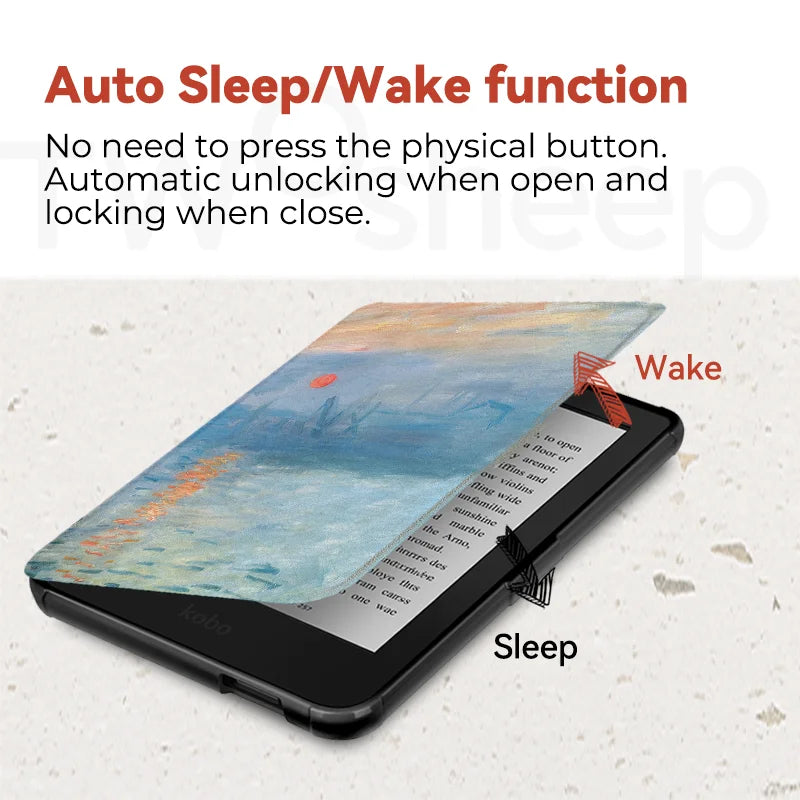 Twosheep For Kobo Clara Colour BW Protective cover 6-inch Auto Sleep Wake function E-book Case with painted patterns