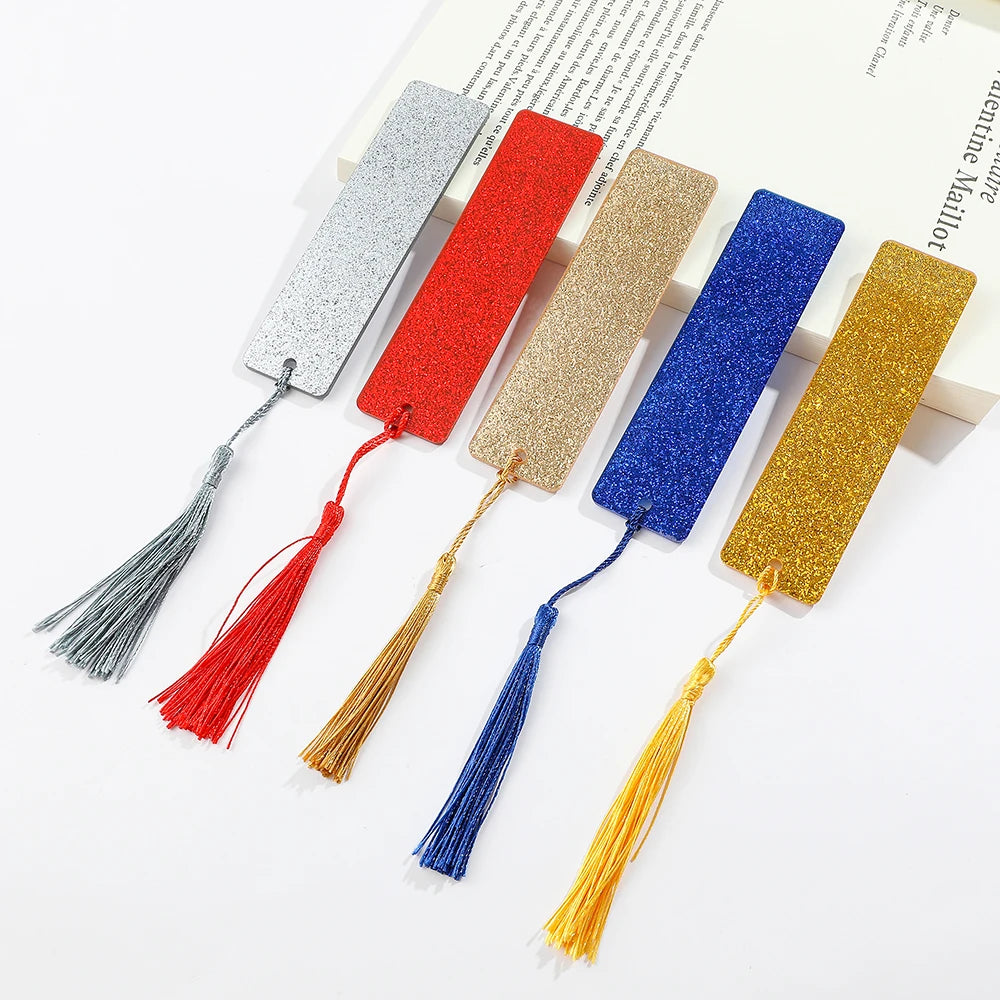 1pcs Colourful Textured Acrylic Bookmarks Beautiful Tassel Bookmarks For Book Lovers Teachers Friends Stationery School Supplies